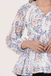 Women's Casual Tops (White Printed)